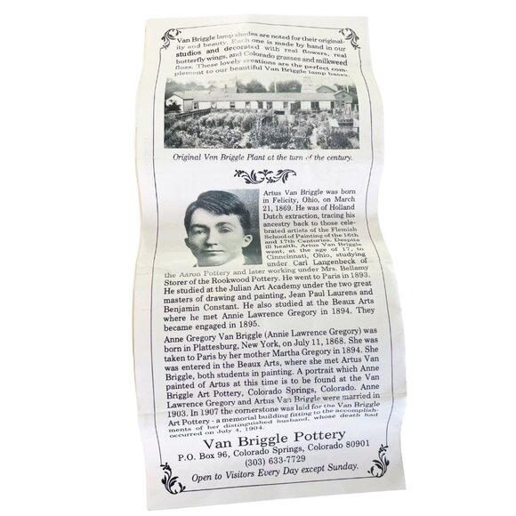 Van Briggle Vintage Ewer Pitcher Turquoise 7" Tall Signed 1960s Paper Brochure - Picture 6 of 11